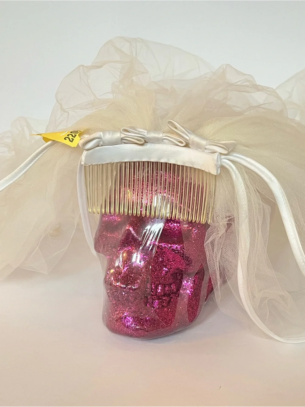 Ribbon Trim Wedding Veil | Sheer 2-Tier Bridal Tulle Fingertip length